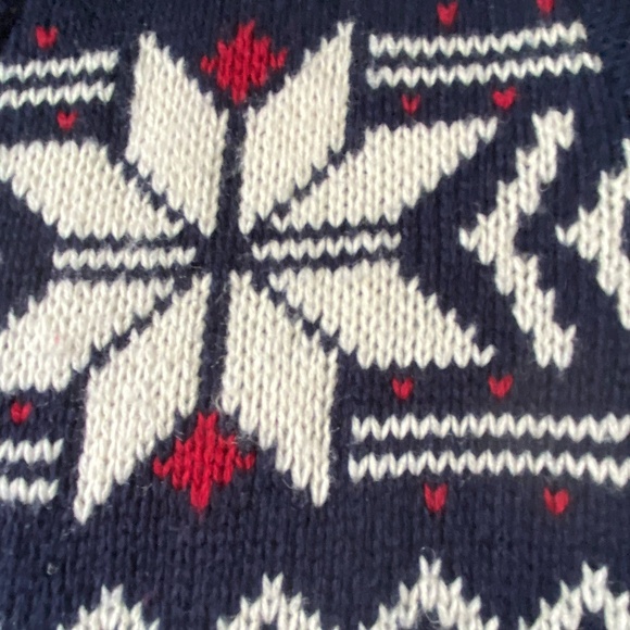 Daniel Hechter Blue Snowflake Wool Blend Holiday Shawl Collar Cardigan- Sz-L - Picture 5 of 13